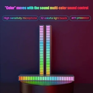 Bara cu leduri RGB, lumina ambientala, sincronizare muzicala, aplicatie, activare sonora, 32 leduri, jocuri de lumini K KATHODE - Img 8