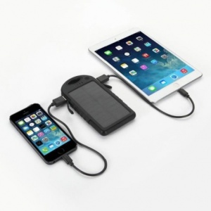 Baterie externa cu incarcare solara Led Light Power Bank, 6000 mAh, 2x USB, lanterna 20 LED-uri