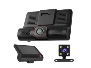 Camera Video Auto de Bord Tripla, Full-HD, 3 Camere - Fata/Spate/Interior, Display 4 Inch, G Senzor, 170 grade, Negru - Img 5