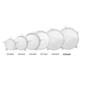 Capace reutilizabile flexibile silicon, MAKS, set 6 bucati, extensibile, dimensiuni diferite, inlocuitor folie alimentara, capac silicon pentru vase / recipiente, elastice, transparent - Img 6