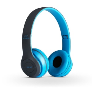 Casti bluetooth cu microfon si radio, pliabile, TF Card/FM Stereo Radio/MP3 Player/Wireless P47 albastru KATHODE - Img 2
