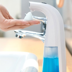 Dispenser Automat Qeno® Dozator Sapun Lichid / Spuma, Dezinfectant Si Antibacterian, Cu Senzor 310ML, ALB - Img 2