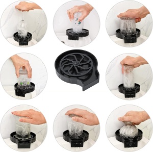 Dispozitiv Pentru Clatire Pahare/Sticle, Salestore.ro®, Spalare Rapida, Fixare Usoara Pe Chiuveta, Material Rezistent, Negru - Img 10