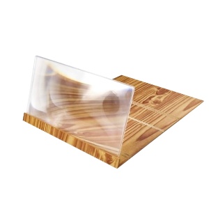 Ecran telefon Lupa 12", Ecran de marire a telefonului, Ecran 3D Dimensiuni mari Suport pliabil lemn natural, Amplificare stereoscopica filme si video smartphone