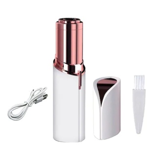 Epilator pentru eliminare parului facial Tiessa®, led si incarcare prin cablu USB, alb