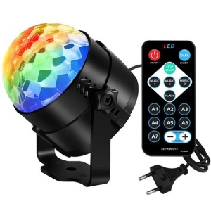 Glob cu lumini Party Light, RGB, LED, telecomanda, 3 culori, unghi fascicul 120 °, Negru