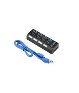 Hub USB 3.0 cu 4 porturi, butoane ON/OFF individuale, led indicator K KATHODE - Img 2