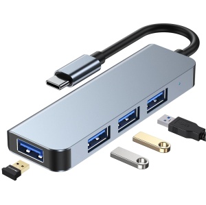 Hub USB 3.0 cu 4 porturi, conectare Type C, 5 Gbps, led indicator, gri K KATHODE - Img 2