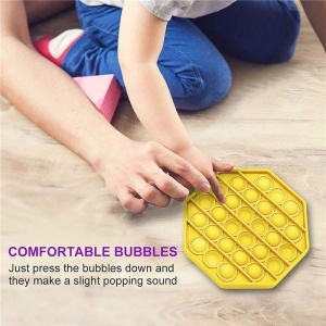 Jucarie antistres din silicon, ASKSA, Pop it now, culoare solida octogon, galben, 13 x 13 x 1.5 cm - Img 5