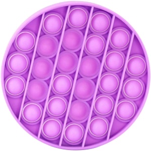 Jucarie antistres din silicon, ASKSA, Pop it now, culoare solida rotunda, violet, 12.5 x 12.5 x 1.5 cm