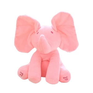 Jucarie de plus, elefant cucu bau, canta si isi misca urechile, roz K KATHODE