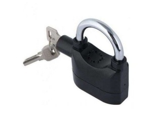 Lacat cu alarma, 100 db, 3 chei, baterii incluse, sensibilitate la fortare