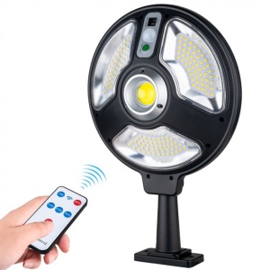 Lampa cu incarcare solara, 120 x LED SMD, senzor de amurg/miscare/stare de veghe, buton ON/OFF, rotatie 360°, telecomanda inclusa CB-1288B K KATHODE - Img 2