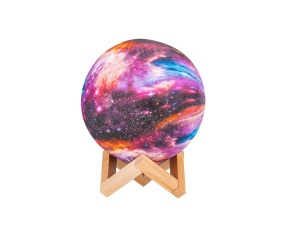 Lampa de veghe in forma de luna, 3D, lumina ambientala multicolora, stativ de lemn, touch K KATHODE
