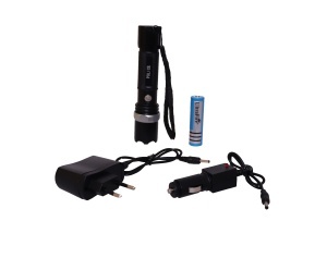 Lanterna led swat 3W police, metalica, reincarcabila cu Acumulator - Img 3