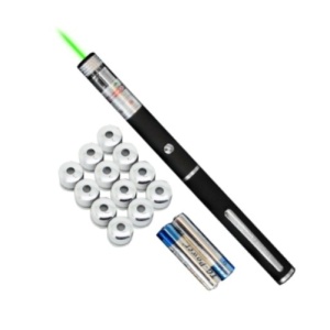 Laser Pointer Verde cu 12 Capete Interschimbabile si 2 Baterii Incluse - Tip Pix