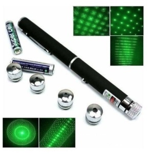 Laser pointer verde cu 5 capete interschimbabile, de tip pix, pentru camping, metalic - Img 2
