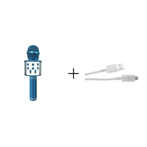 Microfon karaoke copii, wireless, cu acumulator, compatibil cu iOS si Android WS-858, functie de schimbare a vocii, albastru - Img 2