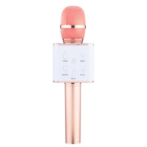 Microfon Karaoke Wireless Q7 cu Bluetooth cu Boxa inclusa, Roz pal, Kathode