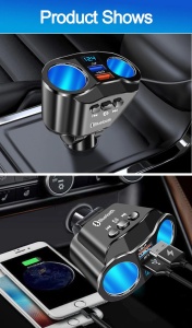 Modulator auto FM, 2 x USB, incarcare rapida, multiplicare bricheta, 12-24V, rotire 90°, A9 K KATHODE - Img 2
