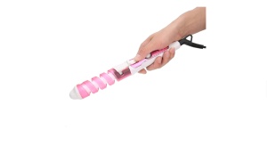 Ondulator ceramic, putere 35 W, pentru bucle, lungime cablu 110 cm, temperatura maxima 180 grade, alimentare La retea, Roz/Alb - Img 3