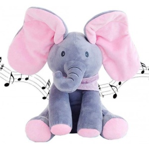Pachet cu 2 jucarii interactive, contine Hamsterul vorbitor, repeta ce aude, isi misca corpul si capul,15 cm si Elefantul Cucu Bau, canta in limba engleza si isi acopera ochii cu urechile, 30 cm, gri/roz - Img 6
