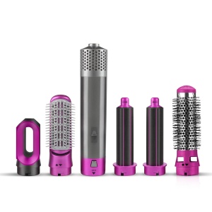 Perie de par electrica, 5 in 1, multifunctionala, 5 capete coafare, ondulare, indreptare, uscare par, 3 trepte viteza, temperatura reglabila, 1000W, gri-roz - Img 5