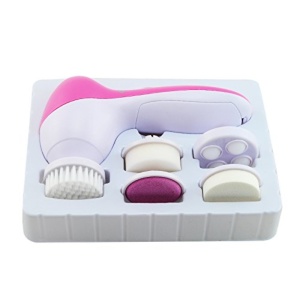 Perie Electrica Ingrijire Piele, Beauty Care Massager, pentru Fata si Corp, 5x Capete de Schimb, 2x Trepte de Viteza, Fara Fir, Culoare Roz - Img 3