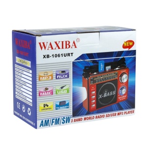 Radio portabil MP3, frecvente FM/AM/SW, slot SD, USB, lanterna, maro, Waxiba - Img 3