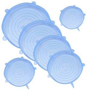 Set 12 Capace Silicon Premium flexibile , inlocuitor folie strech, dimensiuni diferite, reutilizabile, elastice, Albastru transparent, Regal trade