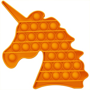 Set 2 Jucarii antistres din silicon, Pop it now, Push Bubble, forma Unicorn Portocaliu si Cerc Galben 18/13 cm, LikeStore - Img 4