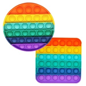 Set 2 x Jucarii POP IT!, antistres, din silicon, rotund si patrat, Multicolor - Krista®