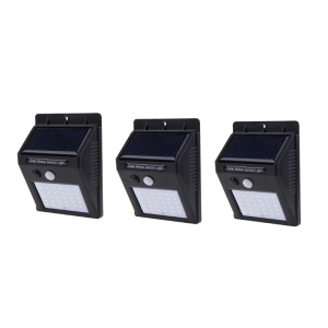 Set 3 lampi solare, Tiessa®, 30 de LED, senzor de miscare, 0.55W