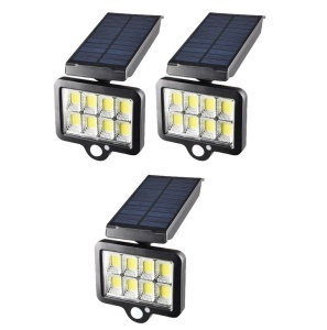 Set 3 x lampa cu incarcare solara, 128 x LED COB, senzor de miscare/lumina/stare de veghe, buton ON/OFF, rotatie 360°, telecomanda inclusa YT-140 K KATHODE