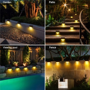 Set 4 lampi cu incarcare solara pentru scari/garduri, lumina de veghe, alb cald, senzor de lumina, IP65 K KATHODE - Img 7