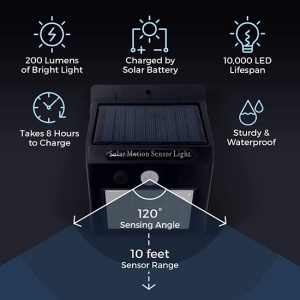 Set 4 lampi solare de perete cu senzor de miscare si lumina, 20 LED-uri, Negru - Img 6