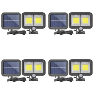 Set 4 x lampa cu incarcare solara si panou solar, 108 x LED COB, senzor de lumina/miscare/stare de veghe, buton ON/OFF, telecomanda inclusa K KATHODE
