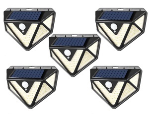Set 5 x lampa cu incarcare solara, 166 x LED SMD, senzor de miscare/lumina/stare de veghe, buton ON/OFF, CL-166, K KATHODE - Img 2