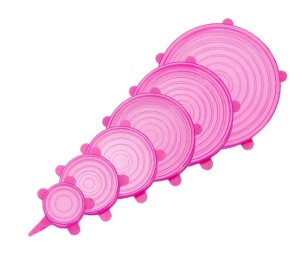 Set 6 capace din silicon extensibile, Roz