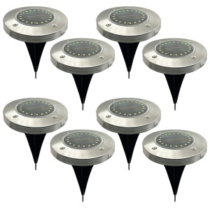 Set 8 lampi solare tip spot pentru gradina, 20 x LED, buton ON/OFF, senzor de lumina, alb cald 18-18 K KATHODE