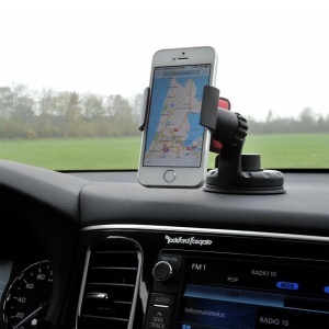 Suport Auto Universal cu Ventuza prindere Parbriz si Suprafete Lucioase, cu Protectii din Silicon pentru Telefon, GPS, Negru - Img 4