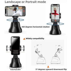 Suport inteligent telefon cu rotire 360 de grade, fotografiere inteligenta, recunoastere automata fata, urmarire live, incarcare cablu micro USB - Img 4
