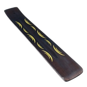 Suport pentru betisoare parfumate, din lemn, Feng Shui, NO1251 , 26 x 3.8 cm, Negru