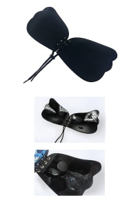 Sutien Nu Bra, Sutien Push Up cu Snur, Sutien Ridicarea Sanilor cu Silicon, Culoare Negru, Producator Lalabra, Marime 75B - Img 4