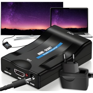 Adaptor Convertor RETOO Connect HDMI La SCART, Digital-Analog, Compatibil HDMI 1.4, Rezolutie 720p/1080p, Suport PAL/NTSC, Plug & Play, Alimentare DC 5V, Cabluri HDMI 7m SCART 8m, Carcasa ABS, Ideal Pentru Televizoare Fara HDMI, Consola, DVD, Decodor