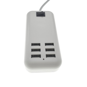Alimentator la priza retea cu 6 porturi USB, 5V 4A (20W), cu cablu 140cm, alb