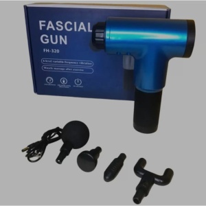 Aparat de masaj Gun cu 4 capete pentru dureri musculare si reumatism Viteze 6 trepte, Albastru - Img 4
