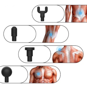 Aparat de masaj Gun Profesional, 4 capete interschimbabile, tip actionare vibratii, 6 trepte viteza, autonomie acumulator, timp operare 3 h, pentru dureri musculare si reumatism, Negru - Img 4