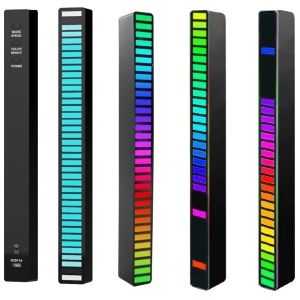 Banda tip lampa LED, activare sunet, aplicatie, RGB, pc gaming, tv, masina, negru, 32 leduri - Img 3