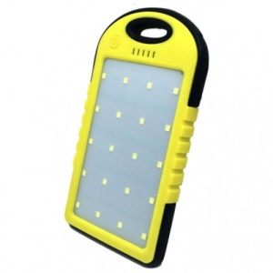 Baterie externa cu incarcare solara Led Light Power Bank, 22800 mAh, 2x USB, lanterna 20 LED-uri